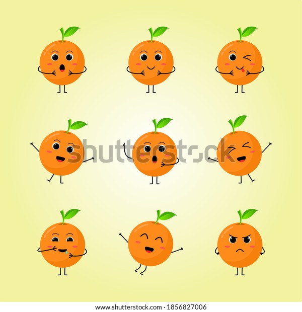 Flat Design Cute Fruit Emoticon Fruit Stock Vector (Royalty Free ...