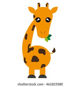 flat design Cute giraffe cartoon icon vector illustration