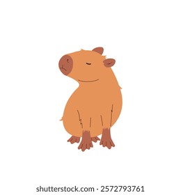 Flat design of cute hurt capybara on white isolated background. Cartoon pattern for design funny greeting cards, invitations, posters. Vector