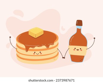 Flat design of cute pancake cartoon