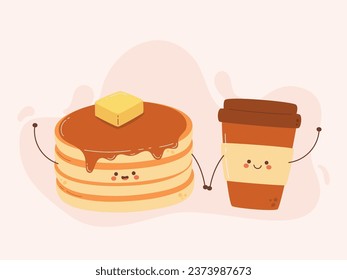 Flaches Design des süßen Pfannkuchencartoons