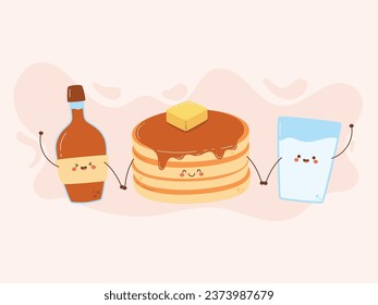 Flat design of cute pancake cartoon