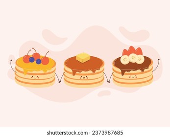 Flat design of cute pancake cartoon