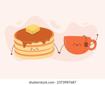 Flat design of cute pancake cartoon
