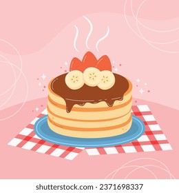Flat design of cute pancake day illustration