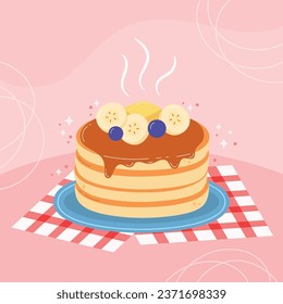 Flat design of cute pancake day illustration