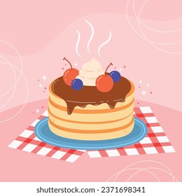 Flat design of cute pancake day illustration