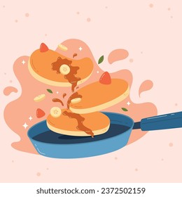 Flat design of cute pancake day vector