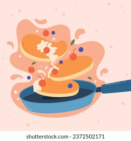 Flat design of cute pancake day vector