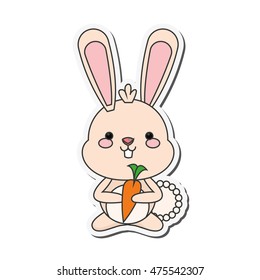 flat design cute rabbit cartoon icon vector illustration