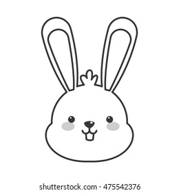 flat design cute rabbit cartoon icon vector illustration