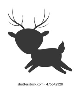 flat design cute reindeer cartoon icon vector illustration
