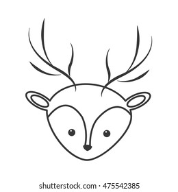 flat design cute reindeer cartoon icon vector illustration