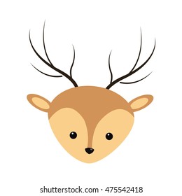 flat design cute reindeer cartoon icon vector illustration