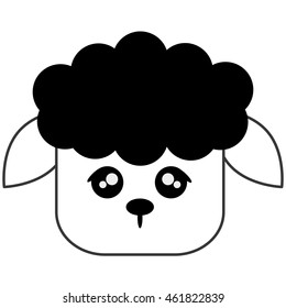 flat design cute sheep cartoon icon vector illustration