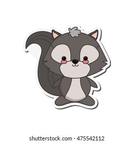 flat design cute skunk cartoon icon vector illustration