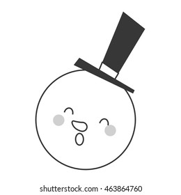 flat design cute snowman icon vector illustration