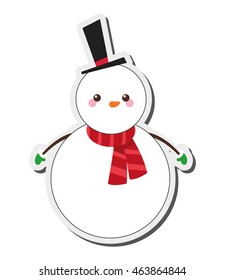 flat design cute snowman icon vector illustration