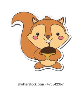 flat design cute squirrel cartoon icon vector illustration