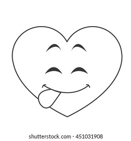 flat design cute tongue out heart cartoon icon vector illustration