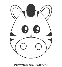 flat design cute zebra cartoon icon vector illustration