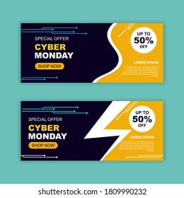 Flat design cyber monday banners
