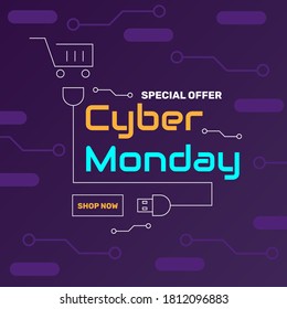 Flat design cyber monday concept. - Vector.
