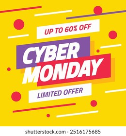 Flat design cyber monday. Cyber monday web banner background illustration
