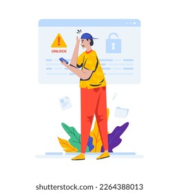 Warnmeldung für Cyberkriminalität im Flachbild-Design