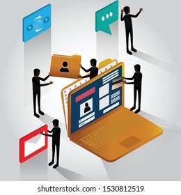 Flat design of cybersecurity concept,Hacking and cyber crime , hacker's activities ,Hacker stealing personal data from laptop,vector illustration

