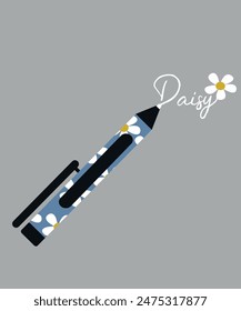 Flat Design Daidy Illustration with Pen