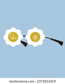  Flat Design Daisy Illustration with Glasses