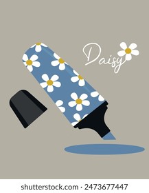 Flat Design Daisy Illustration With Marker