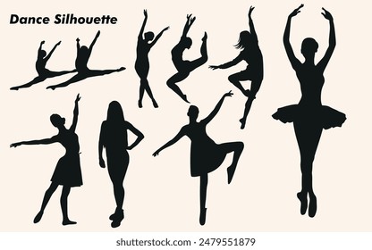 Flat design of dancer silhouette set