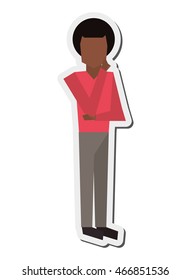 flat design dark skin faceless man icon vector illustration