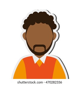 flat design dark skin faceless man portrait icon vector illustration