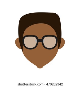 flat design dark skin faceless man portrait icon vector illustration