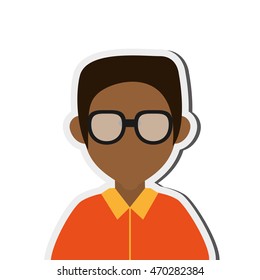 flat design dark skin faceless man portrait icon vector illustration