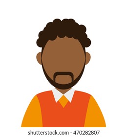 flat design dark skin faceless man portrait icon vector illustration