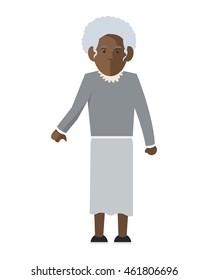 flat design dark skin senior woman icon vector illustration