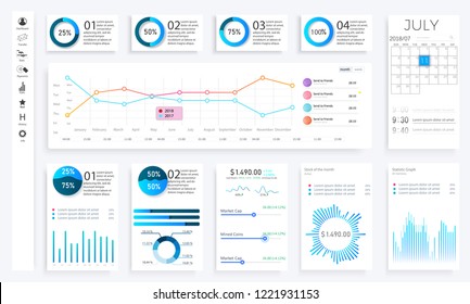 Flat design dashboard, admin template. Eps 10.