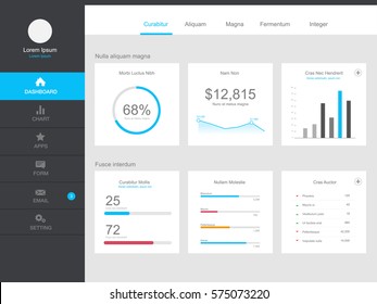 Flat design dashboard, admin template