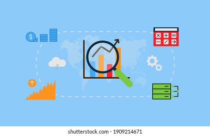 Flat design Data Analysis. Modern vector illustration concepts for background, banner, mobile app and website.