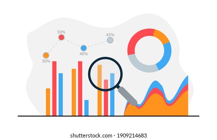 Flat design Data Analysis. Modern vector illustration concepts for background, banner, mobile app and website.
