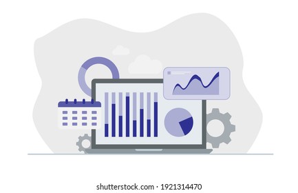 Flat design Data Analysis. Modern vector illustration concepts for background, banner, mobile app and website.