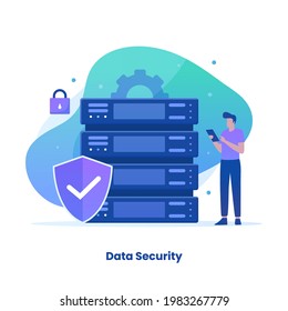 Flat design of data protection concept. Illustration for websites, landing pages, mobile applications, posters and banners.