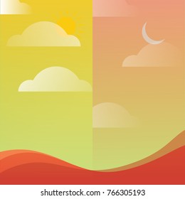 flat design day and night
