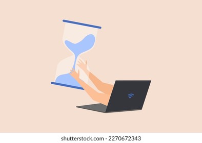 Flat design of deadline extension vector, flat design of time extension vector, businessman needs more time to work vector.