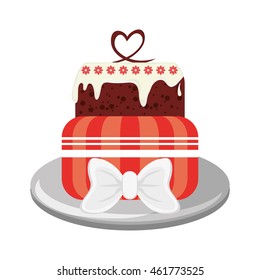 flat design decorated cake icon vector illustration