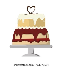 flat design decorated cake icon vector illustration
